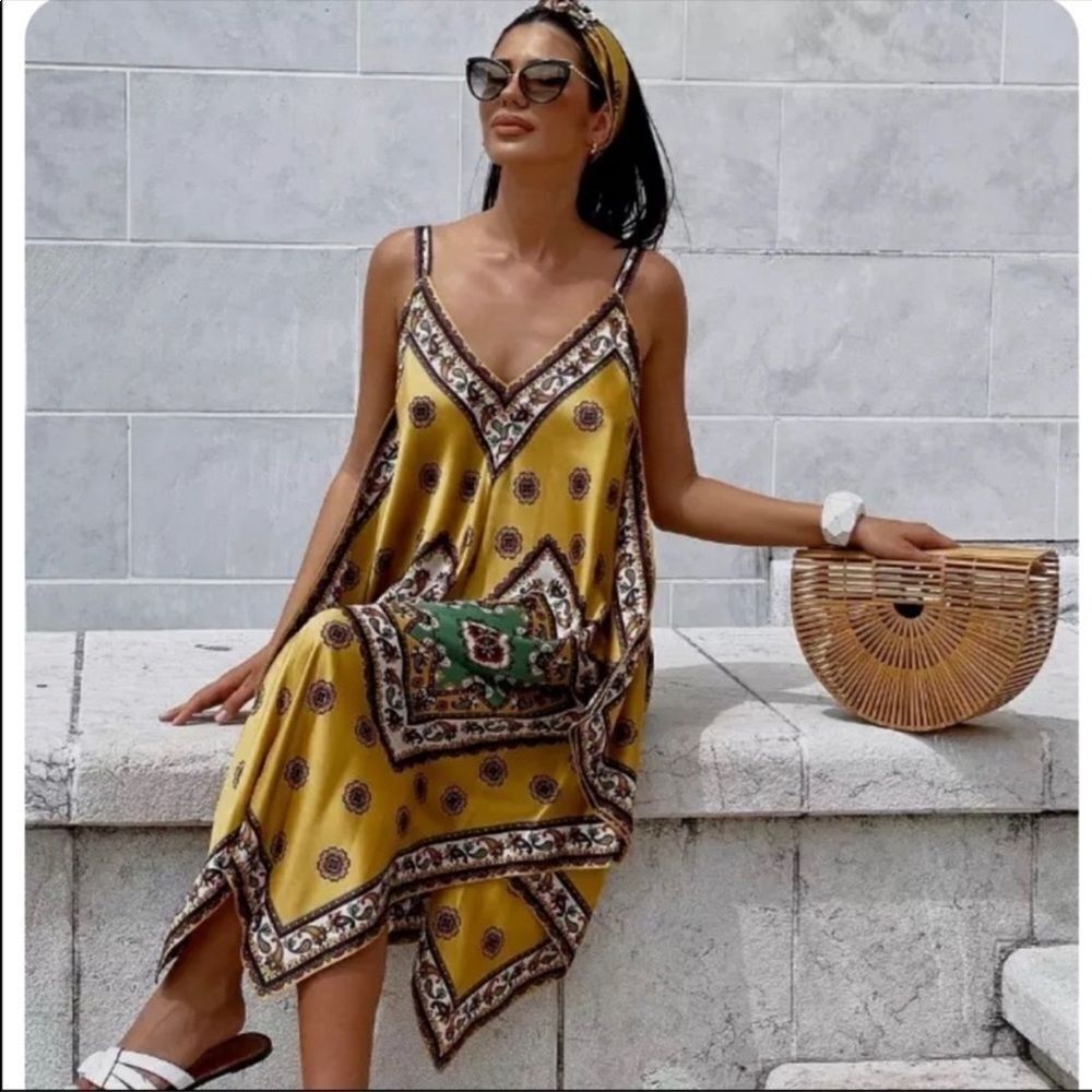 Zara printed kaftan tunic kimono dress
